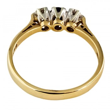 9ct gold Sapphire/Diamond 3 stone Ring size P